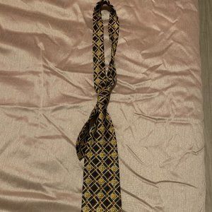 Black and gold pattern wide neck tie